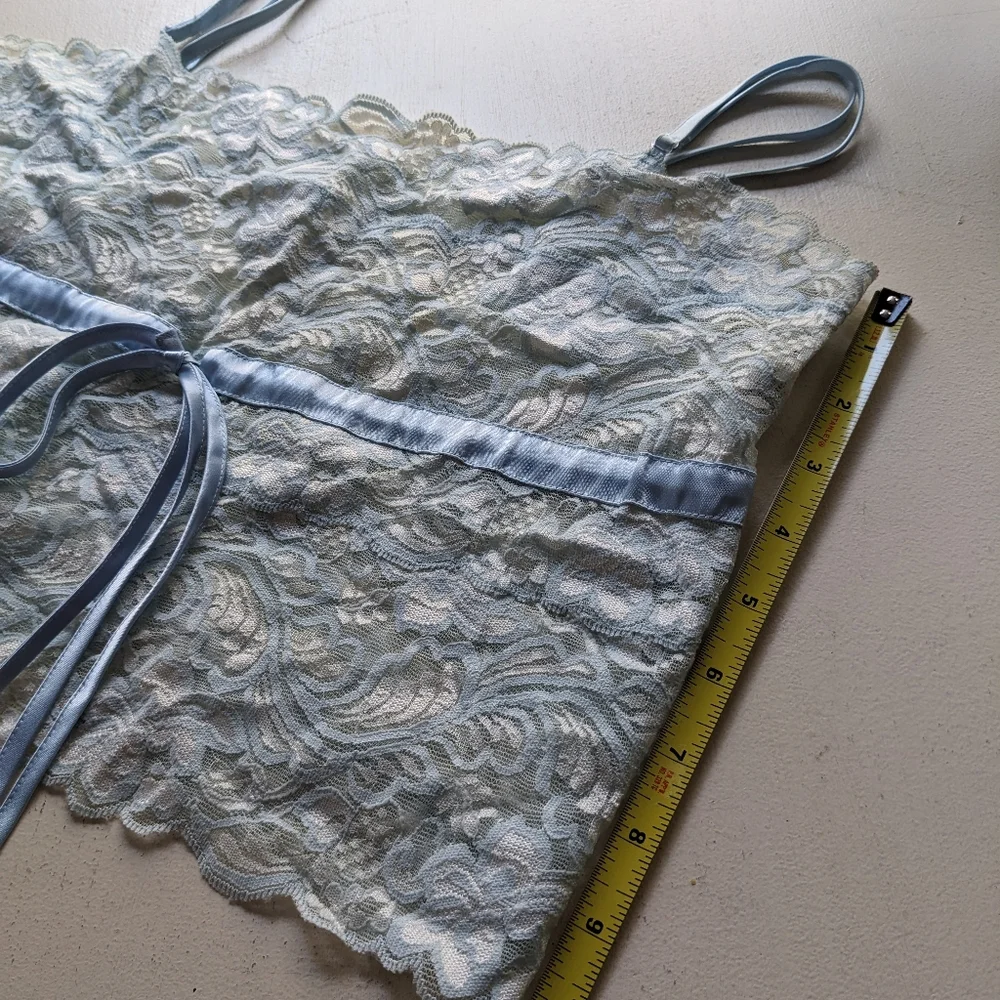 Light Blue Satin & Lace Sleep Set